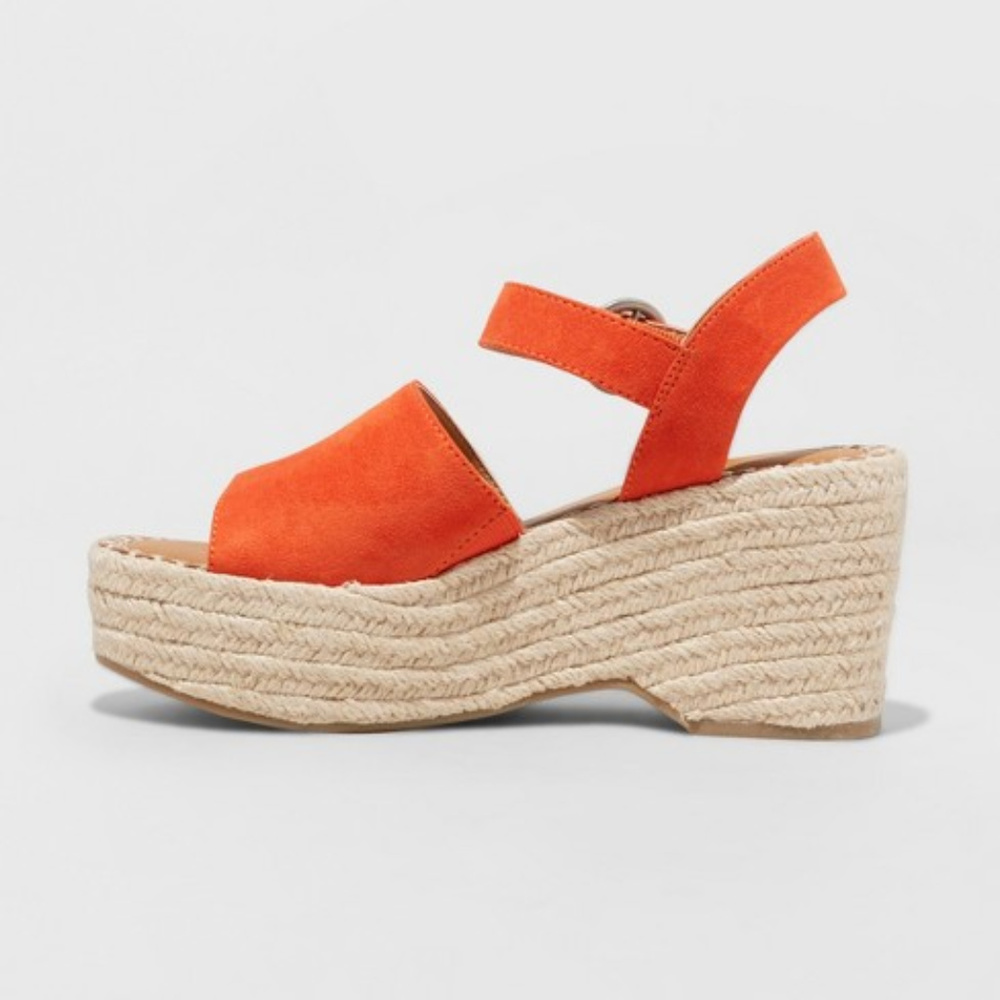 Morgan Two Piece Espadrille Wedge Coral - Picture 2 of 4
